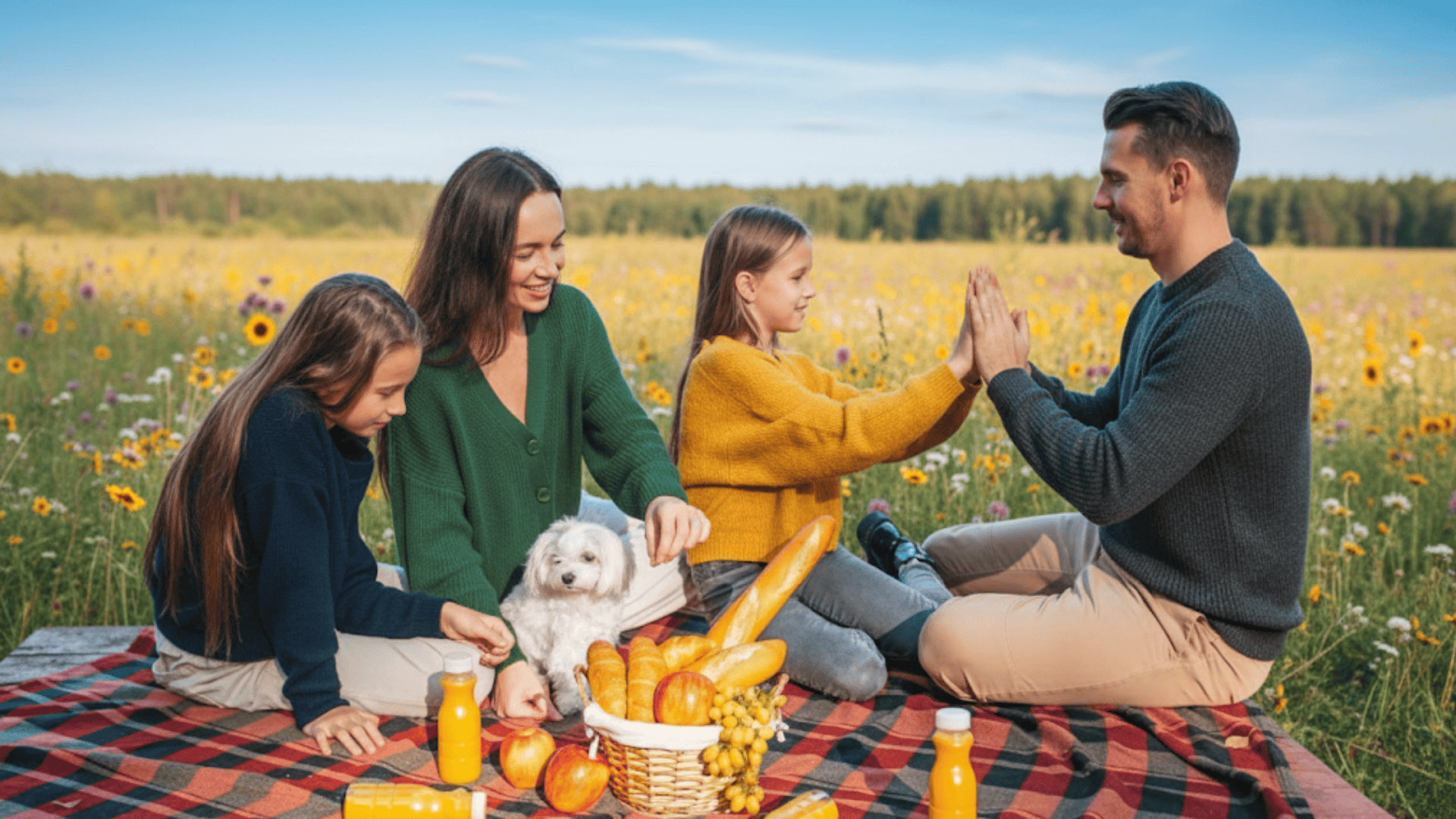 denim and knit layers outdoor fall family photo outfits