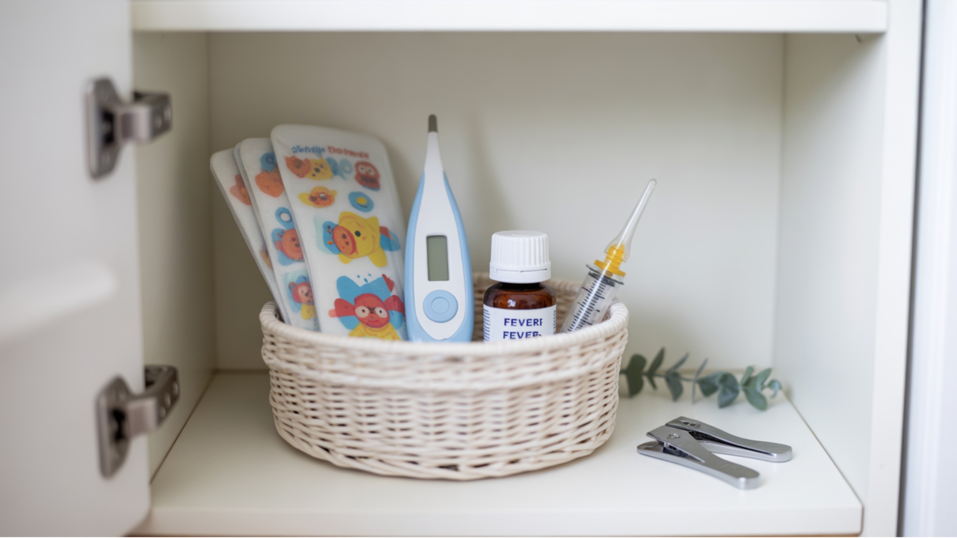 first aid kit and thermometer