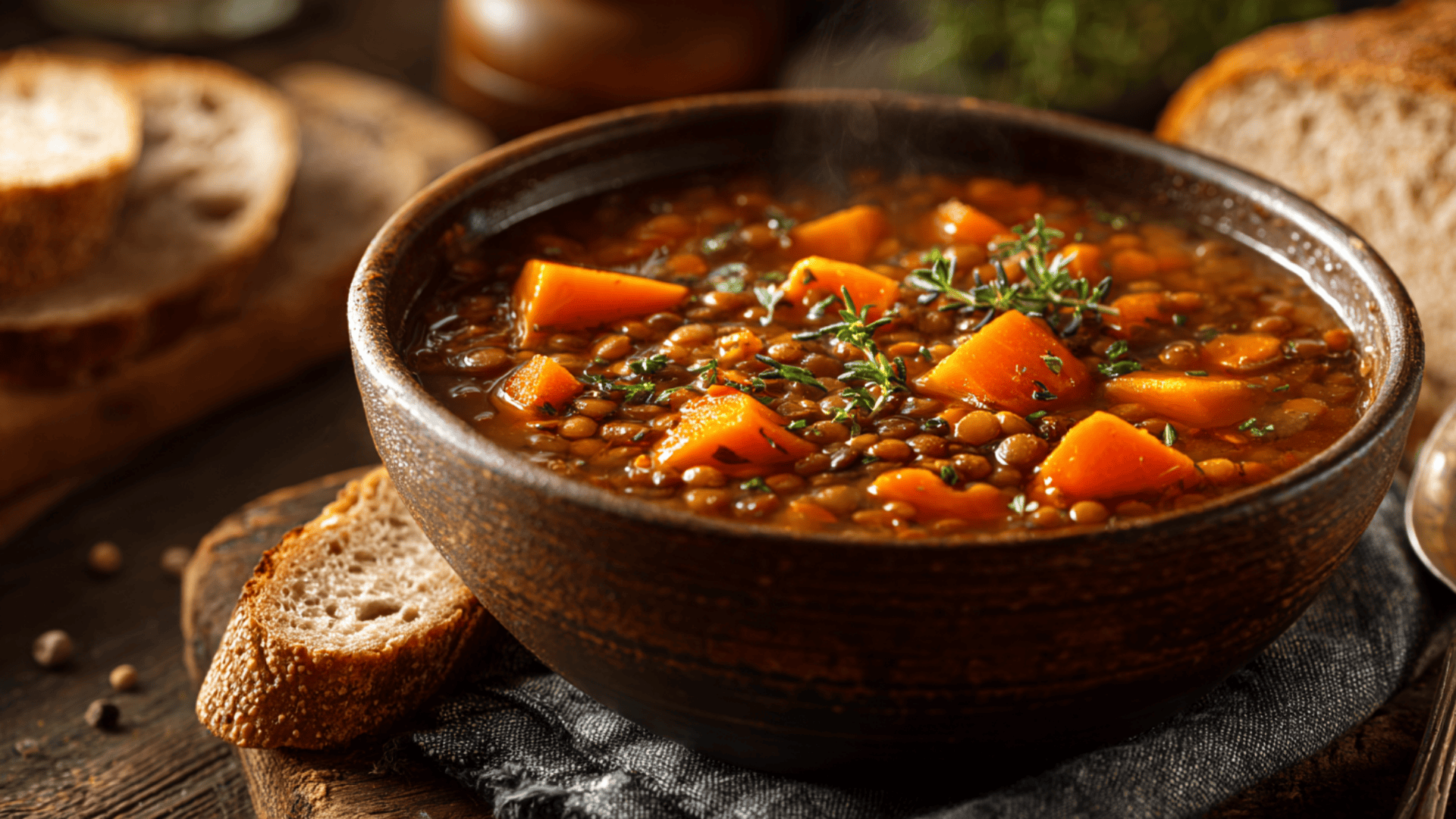 lentil soup with carrots and sweet potatoes