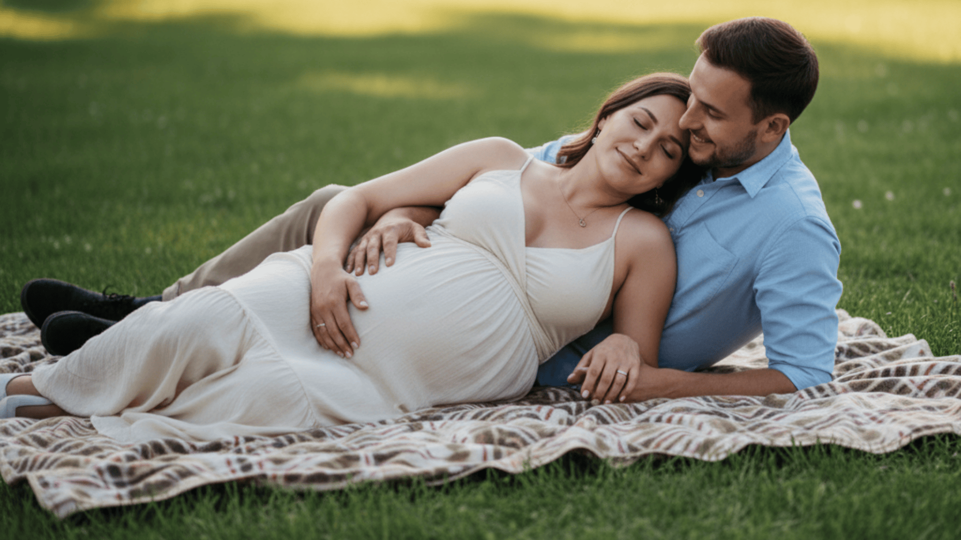 lying on a blanket together