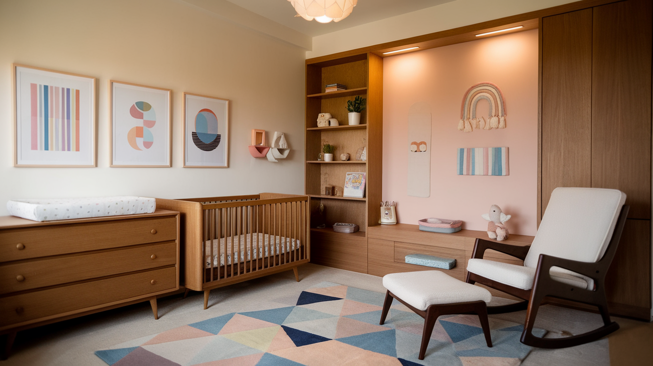 mid century modern girl nursery theme