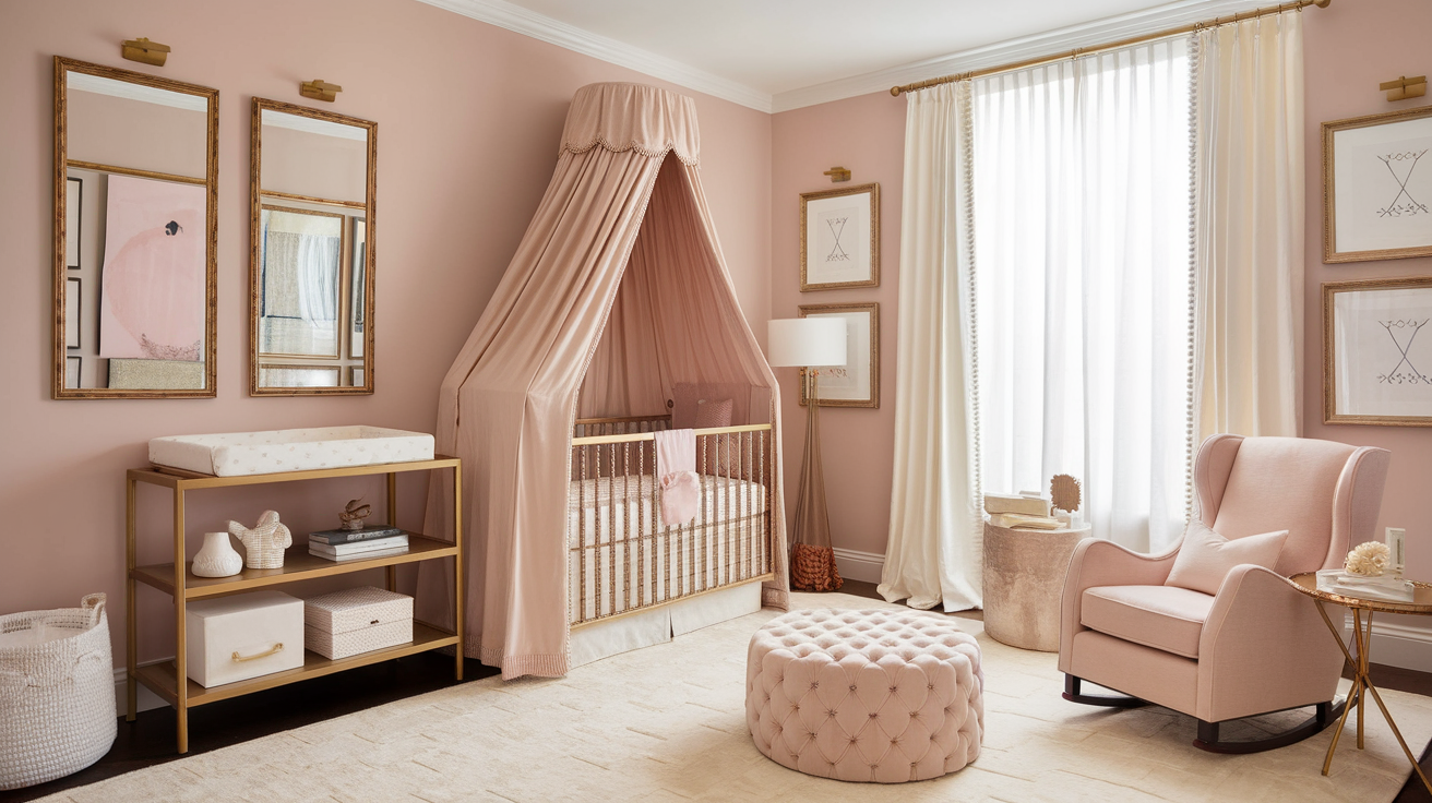 modern glam girl nursery theme